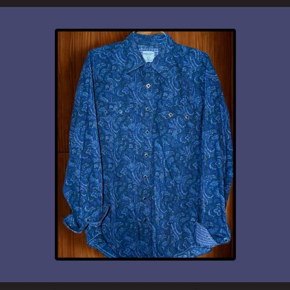 Panhandle Rough Stock Western Shirt – Men’s XL, Purple Plaid Cotton